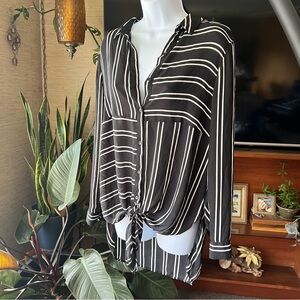 Black and White Striped Women's Top